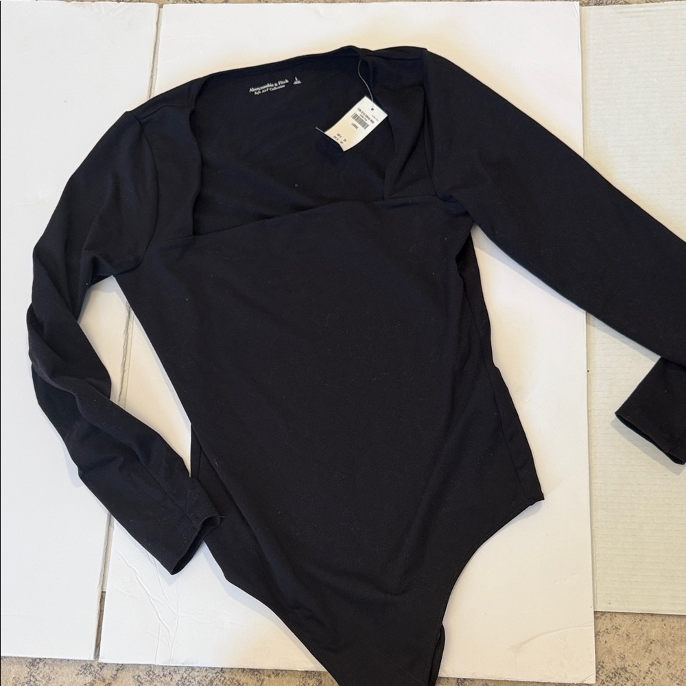 Abercrombie & Fitch black Long Sleeve bodysuit Top